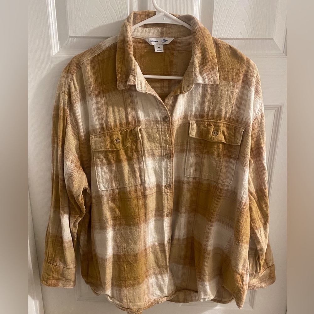 Old Navy, XL, White and tan jacket
